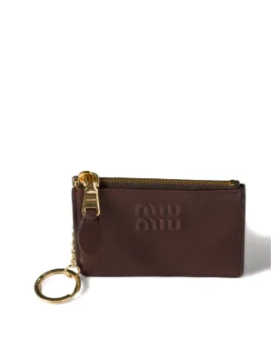Miu Miu ロゴエンボスレザー カードホルダー - ブラウン - サムネイル3