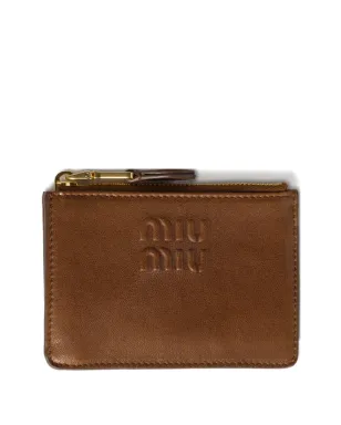 Miu Miu ロゴエンボスレザー カードホルダー ブラウン - サムネイル1