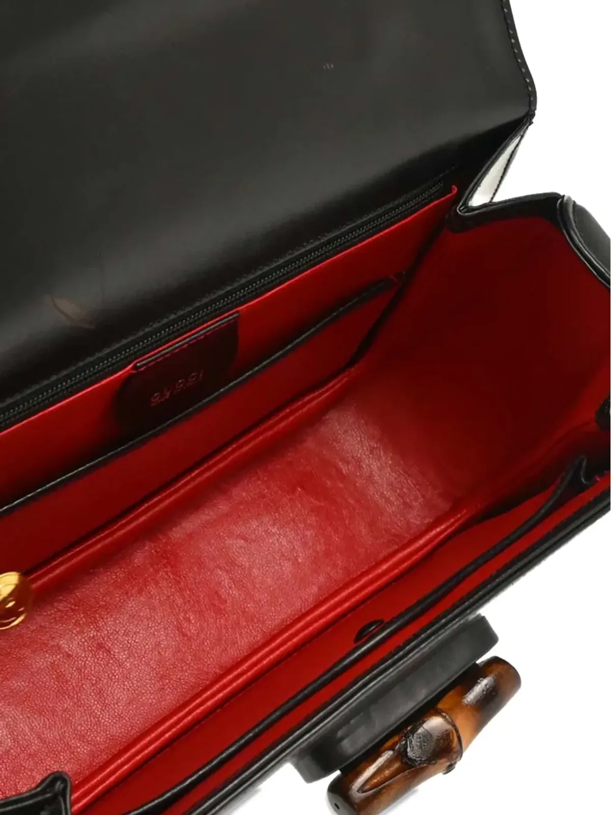 Gucci Pre-Owned 黒の竹製ハンドルのハンドバッグ - 画像3