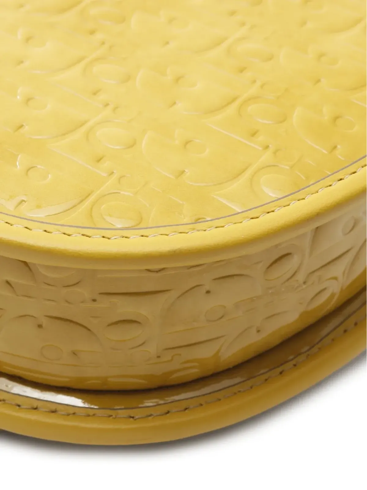 Christian Dior ビンテージ Gallop Oblique パテントレザー ショルダーバッグ イエロー - 画像3