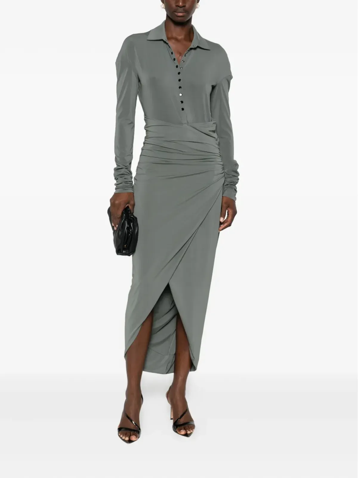 Alberta Ferretti ドレープジャージードレス - 画像2