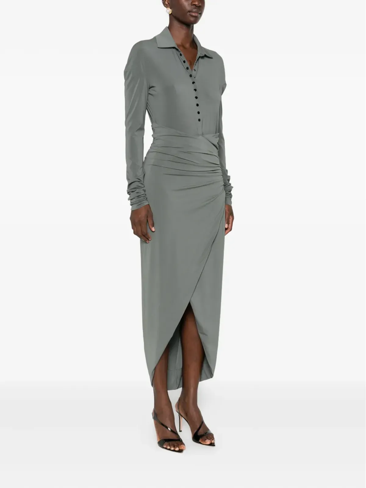 Alberta Ferretti ドレープジャージードレス - 画像3