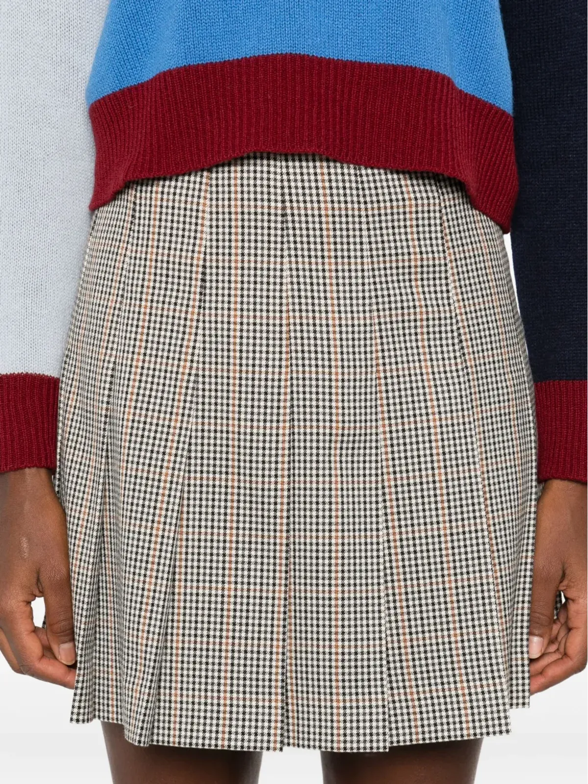 MSGM プリーツチェック柄ミニスカート - 画像5