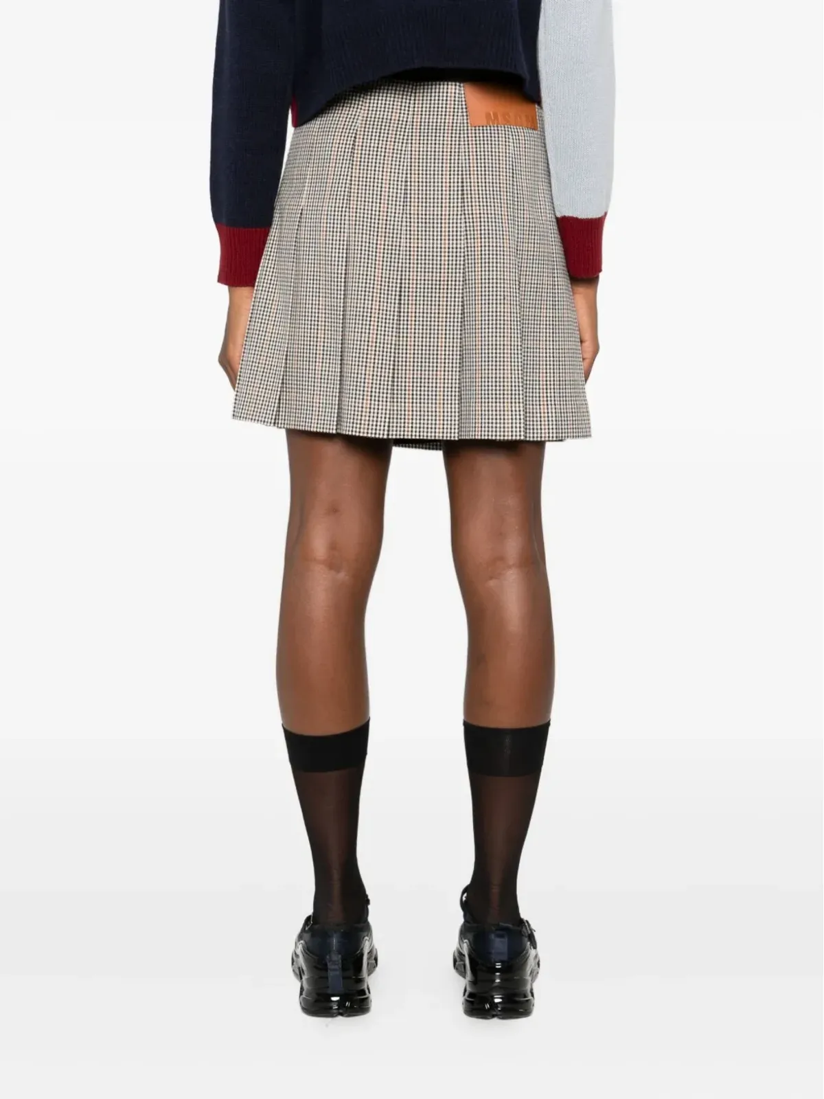 MSGM プリーツチェック柄ミニスカート - 画像4