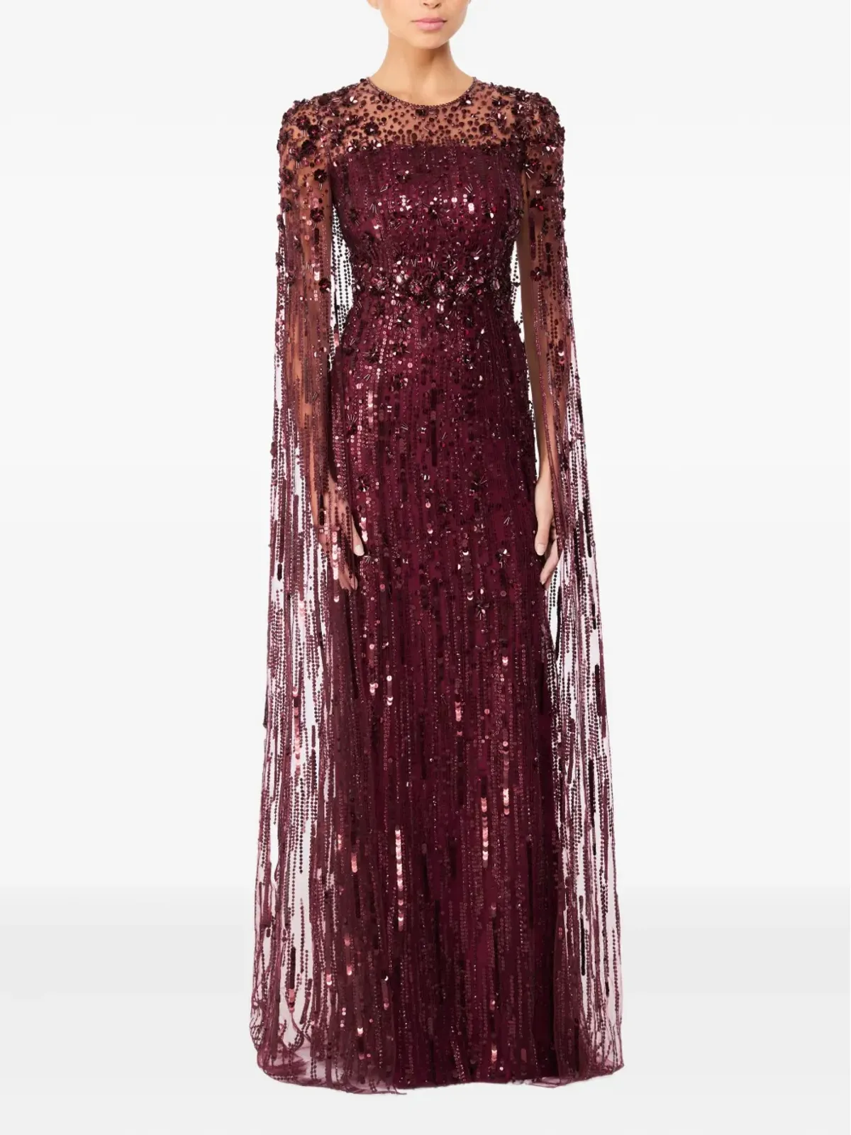 Jenny Packham Ruby sequin-embellished cape maxi dress - 画像2