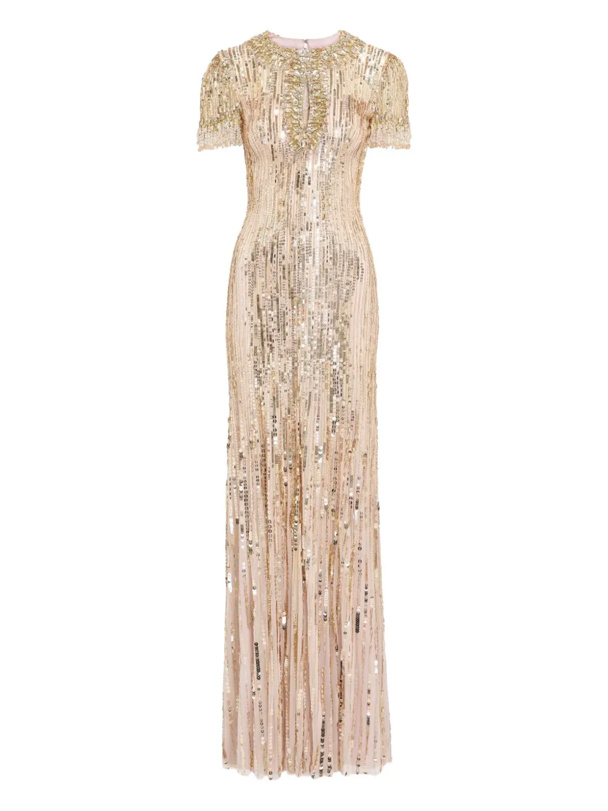 Jenny Packham Nova スパンコール装飾付きキー・ホールネック マキシドレス - 画像1