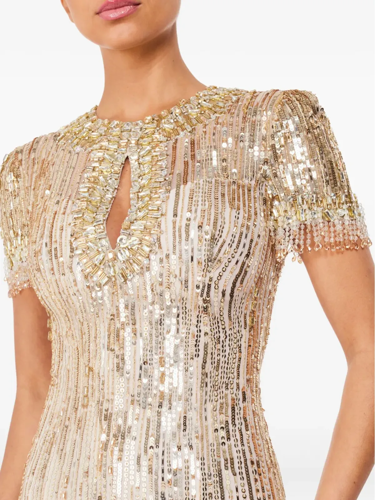 Jenny Packham Nova スパンコール装飾付きキー・ホールネック マキシドレス - 画像5
