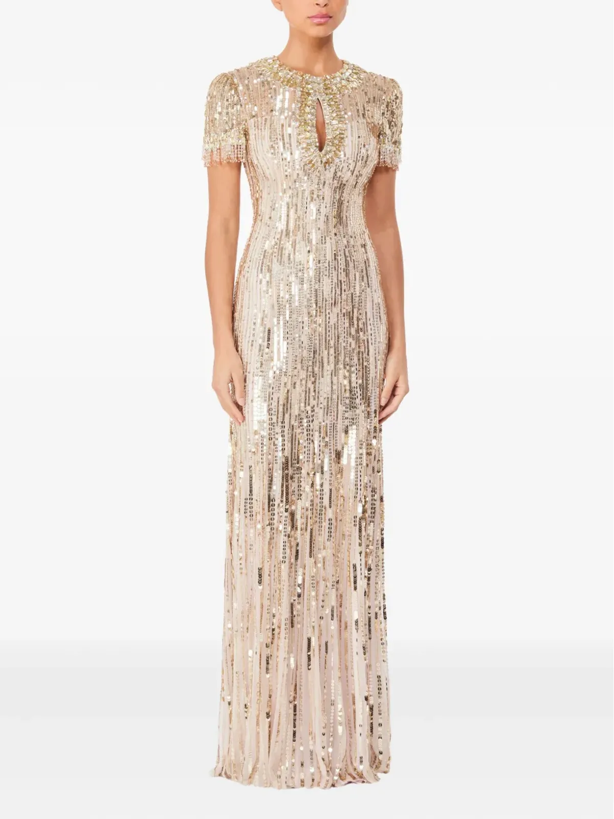 Jenny Packham Nova スパンコール装飾付きキー・ホールネック マキシドレス - 画像2
