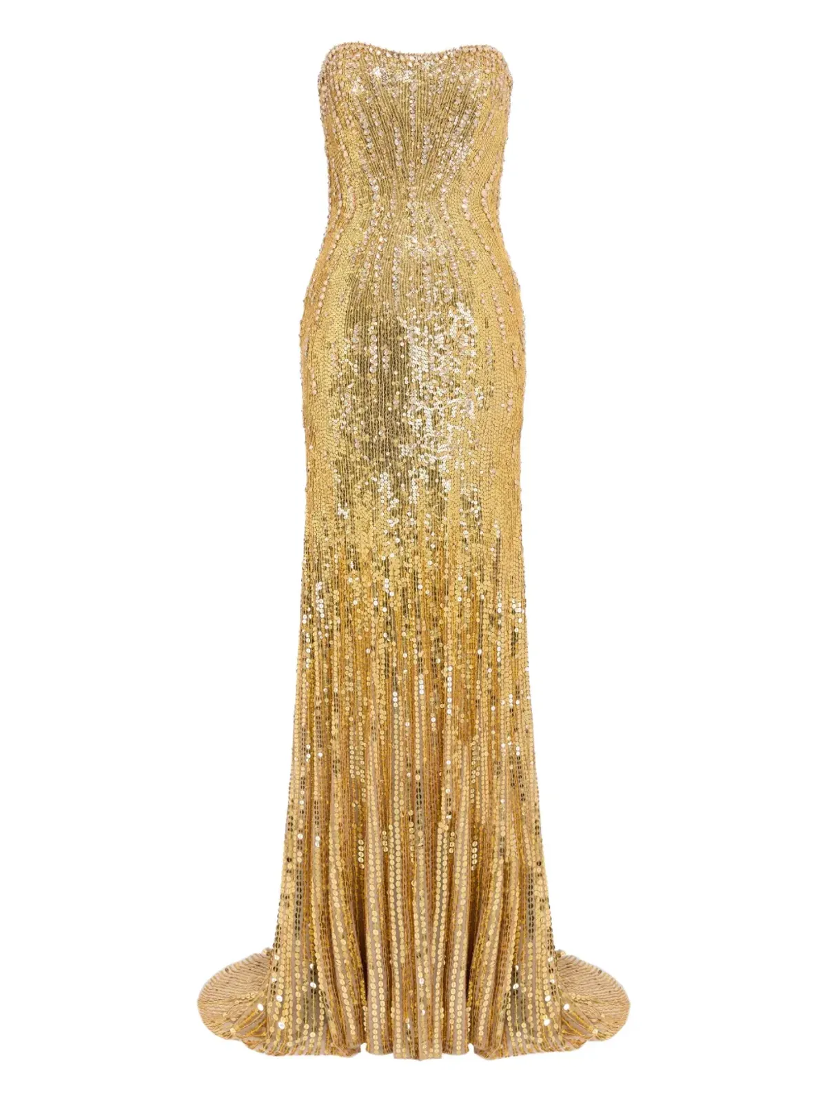 Jenny Packham サライ スパンコール装飾 ストラップレス マキシドレス - 画像1