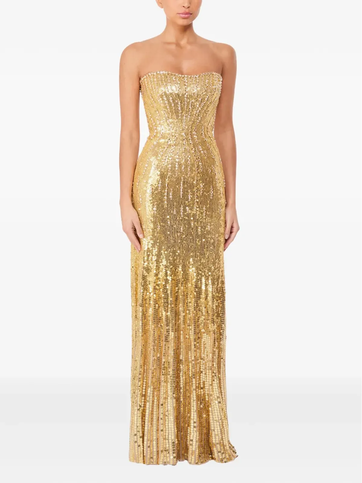 Jenny Packham サライ スパンコール装飾 ストラップレス マキシドレス - 画像2