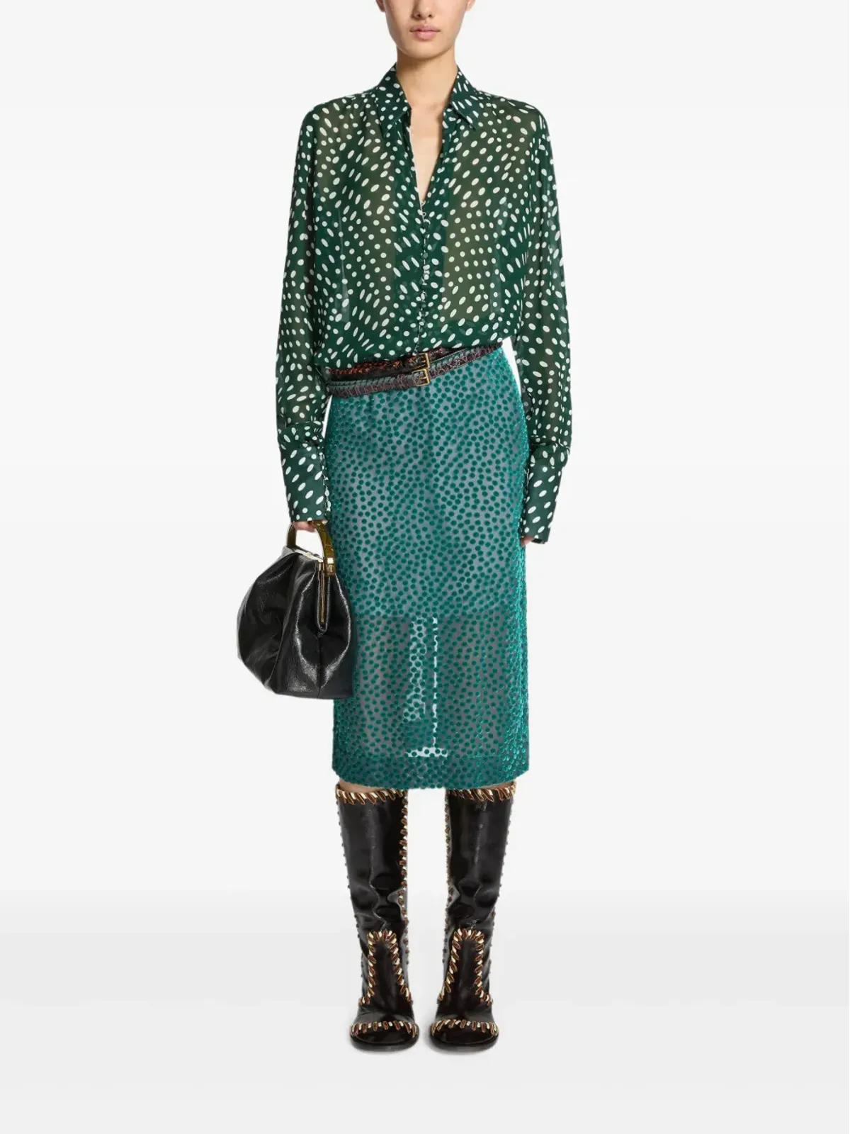DRIES VAN NOTEN デヴォレ・スポット柄スカート - 画像2