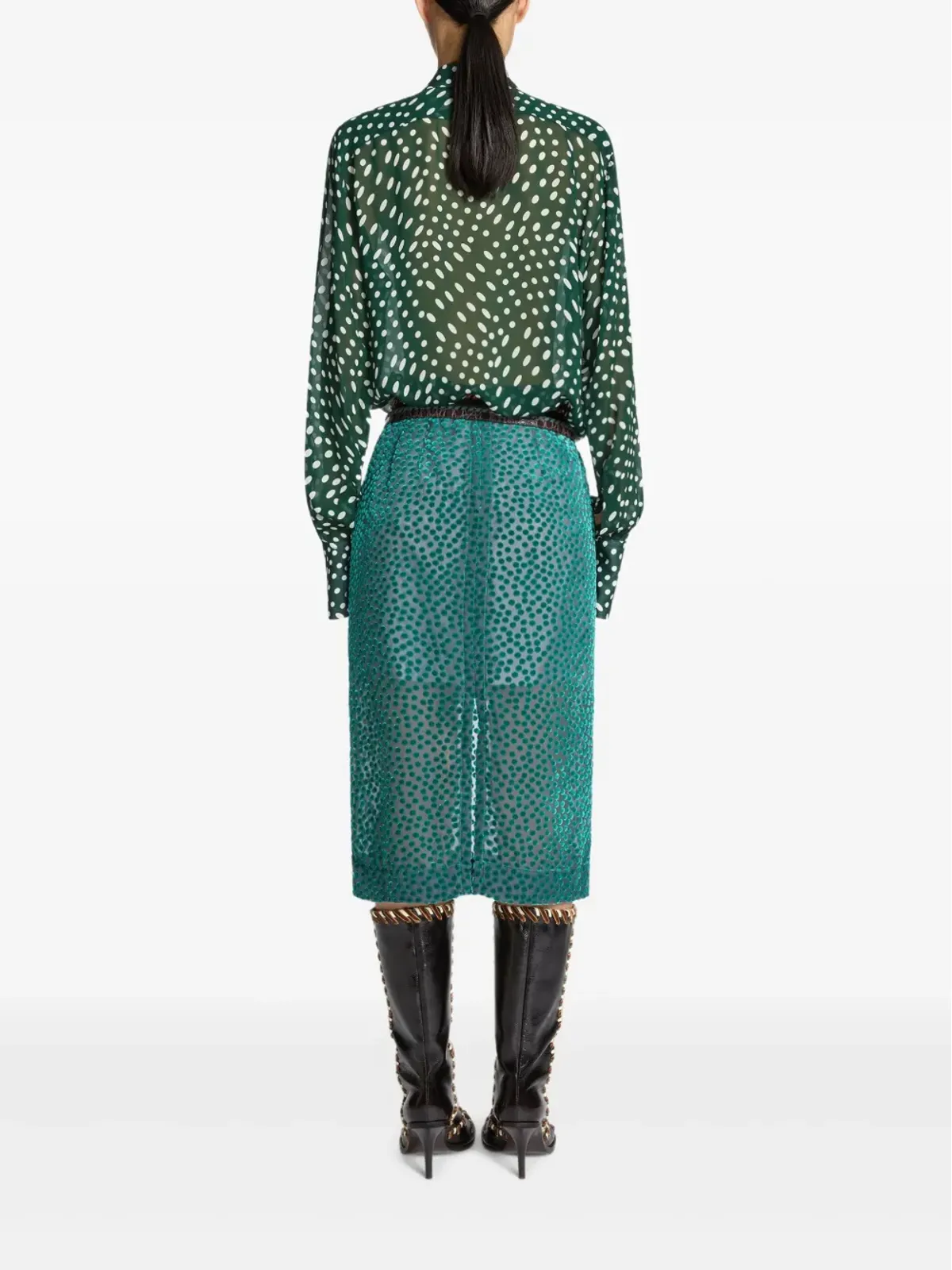 DRIES VAN NOTEN デヴォレ・スポット柄スカート - 画像4