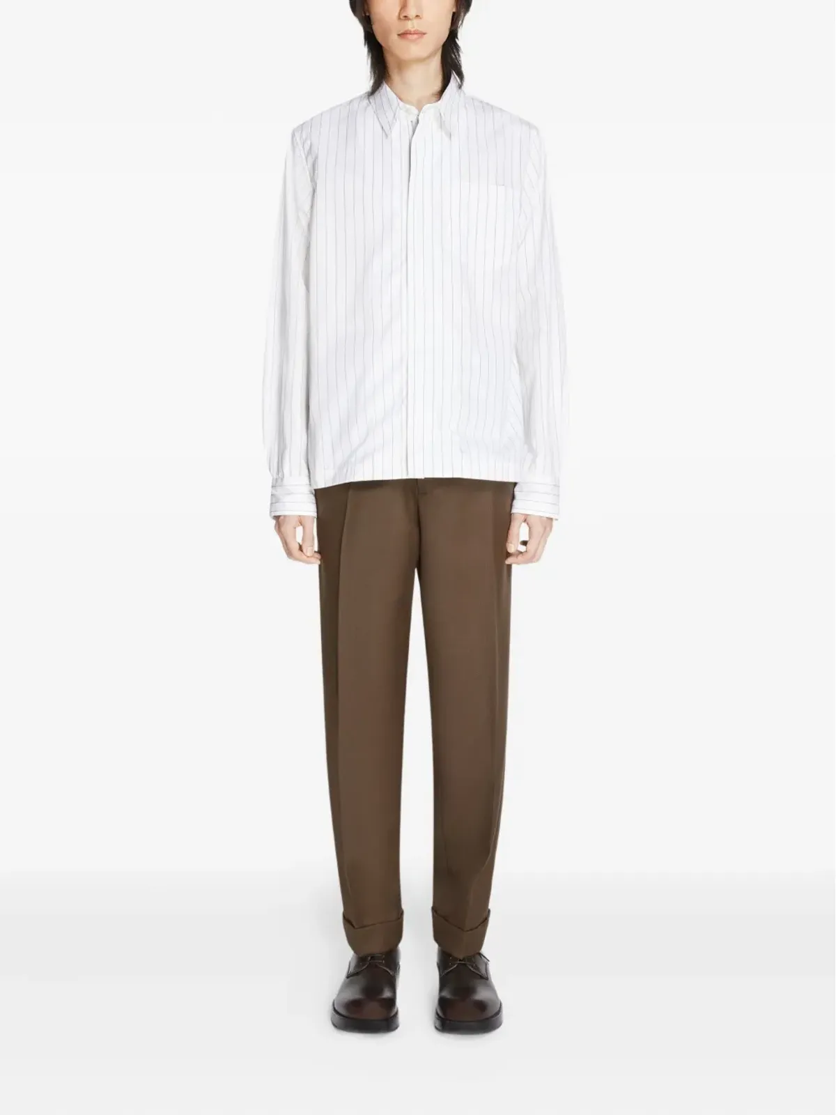 DRIES VAN NOTEN ピンストライプ コットン シャツ - 画像2
