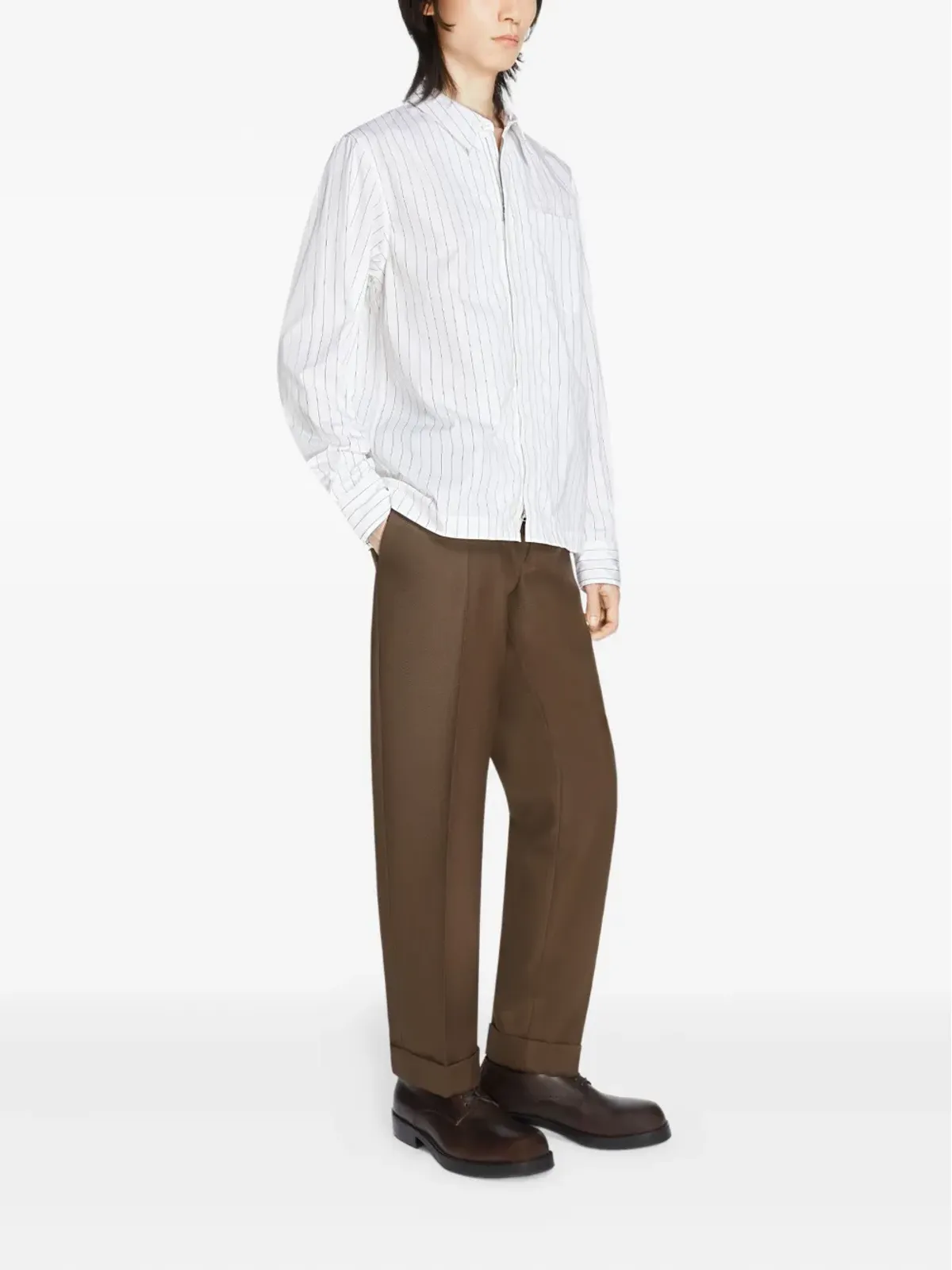 DRIES VAN NOTEN ピンストライプ コットン シャツ - 画像3