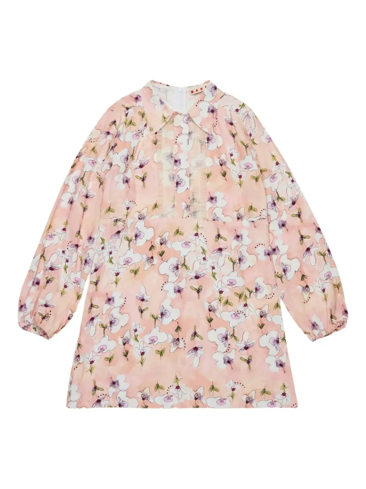 Marni Kids 花柄プリントのフリルドレス（ピンク） - 画像1