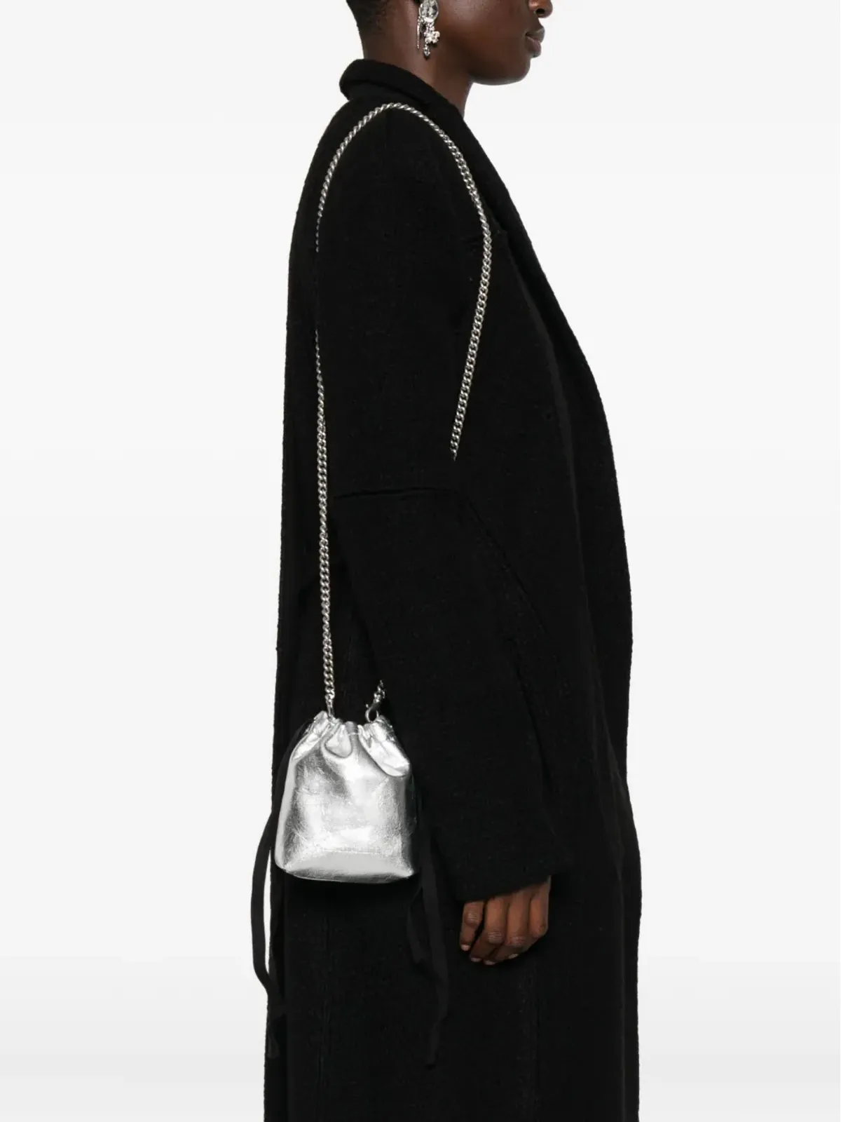 Ann Demeulemeester Gael ドロウストリングチェーン ミニバッグ - グレー - 画像2