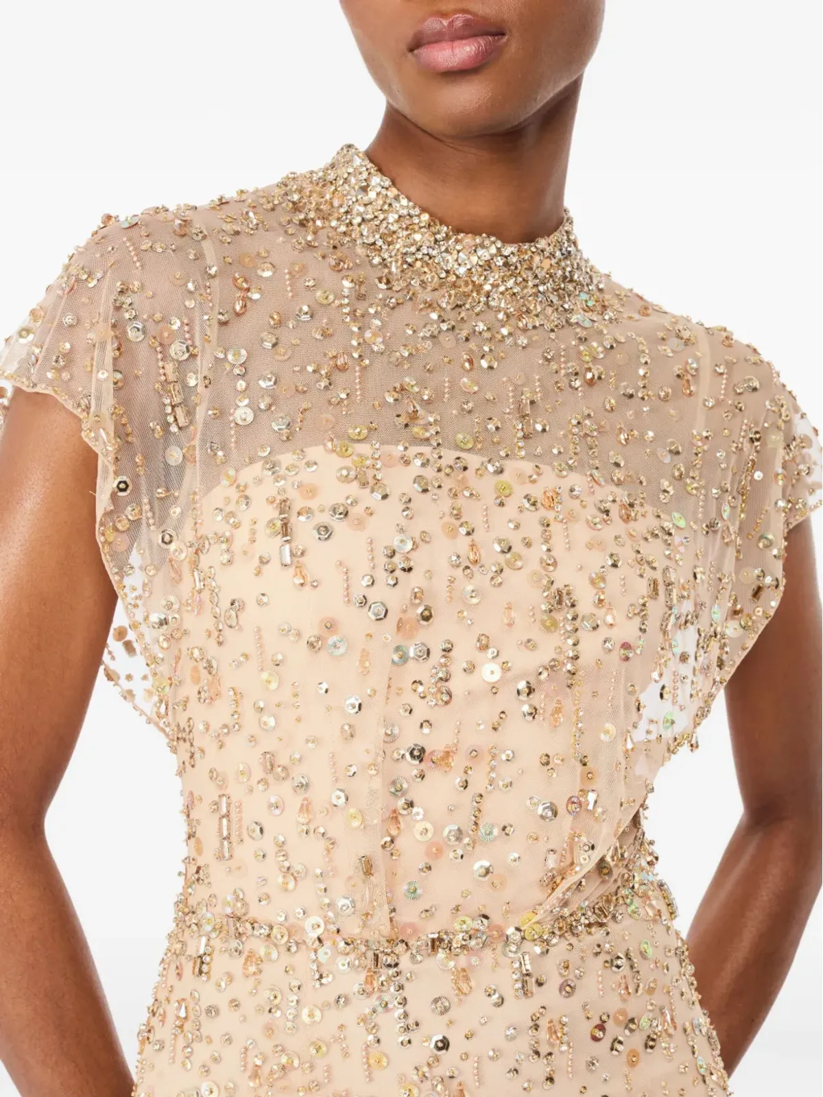 Jenny Packham クリスタル装飾ハイネックマキシドレス - 画像5