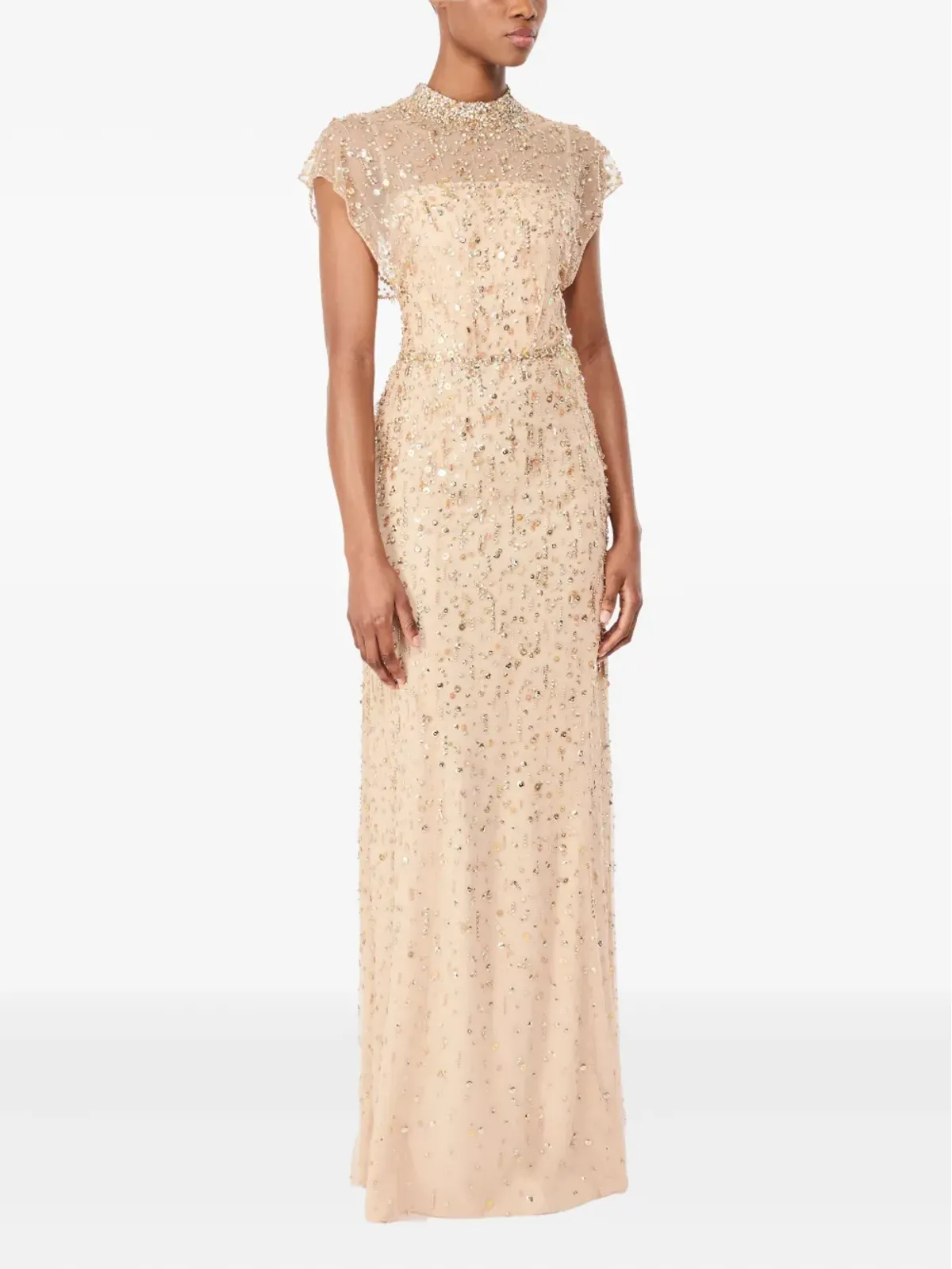 Jenny Packham クリスタル装飾ハイネックマキシドレス - 画像2