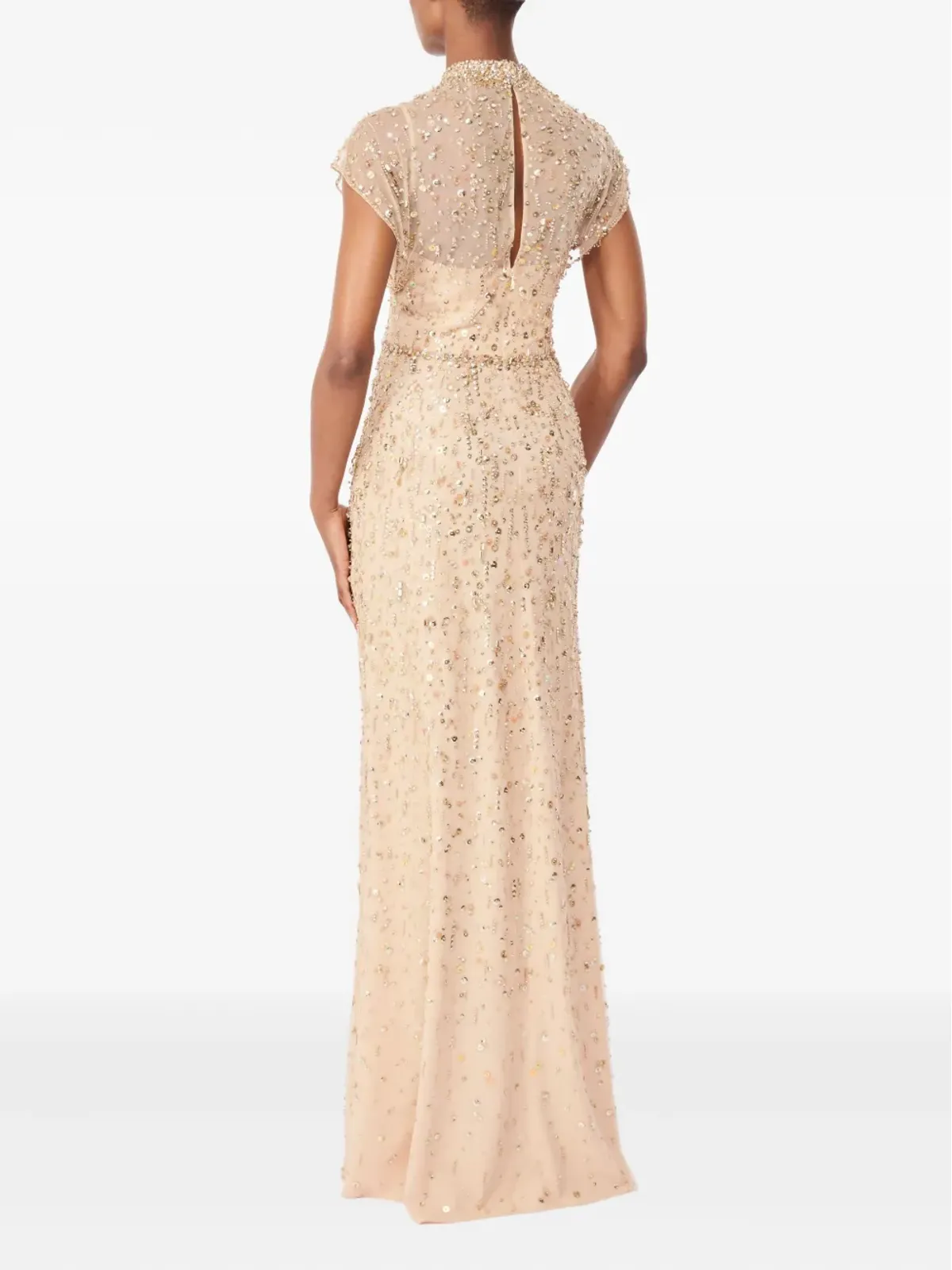 Jenny Packham クリスタル装飾ハイネックマキシドレス - 画像3