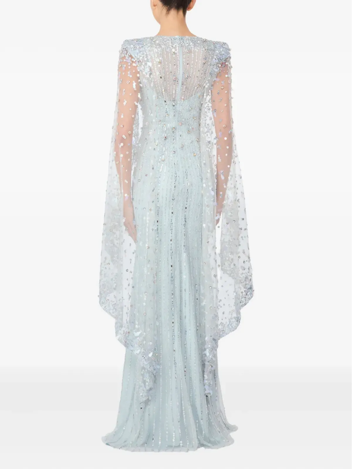 Jenny Packham ブレイズ スパンコール付き ケープ付き マキシドレス - 画像3