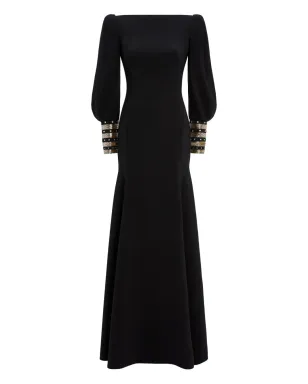 Jenny Packham エンベリッシュドカフス パフスリーブ マキシドレス - サムネイル1