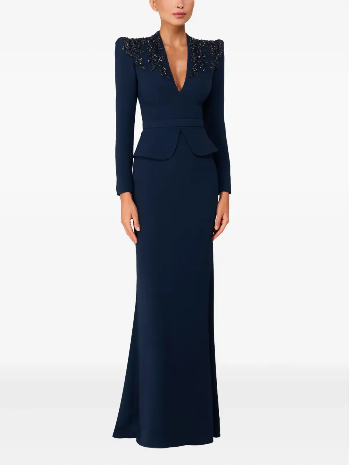 Jenny Packham エンベリッシュドショルダーズVネックマキシドレス - 画像2