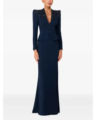 Jenny Packham エンベリッシュドショルダーズVネックマキシドレス - サムネイル2