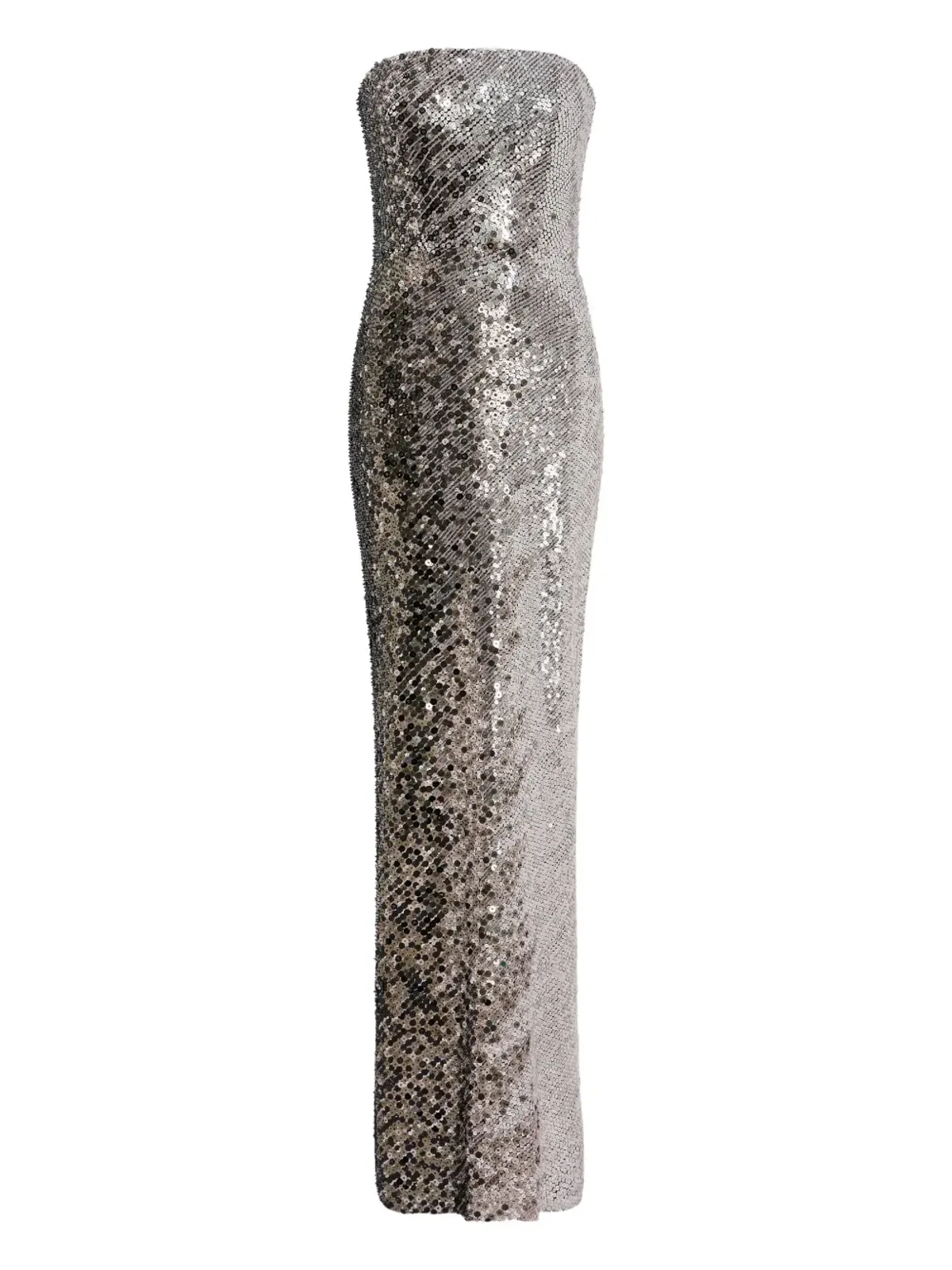  Jenny Packham セクイン装飾ストラップレスマキシドレス（シルバー） - 画像1