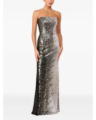  Jenny Packham セクイン装飾ストラップレスマキシドレス（シルバー） - サムネイル2