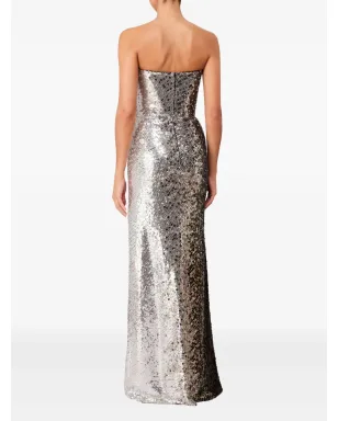  Jenny Packham セクイン装飾ストラップレスマキシドレス（シルバー） - サムネイル3