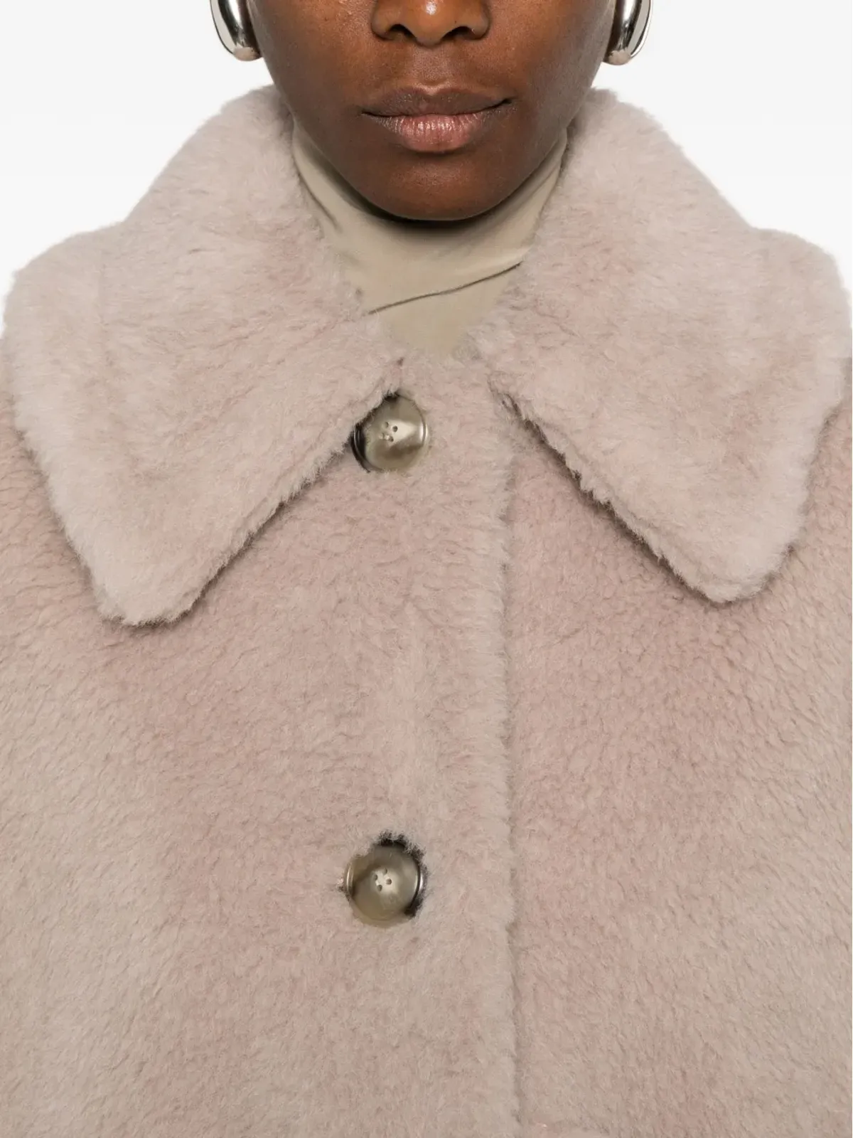 Max Mara テディボタンアップケープ ピンク - 画像5