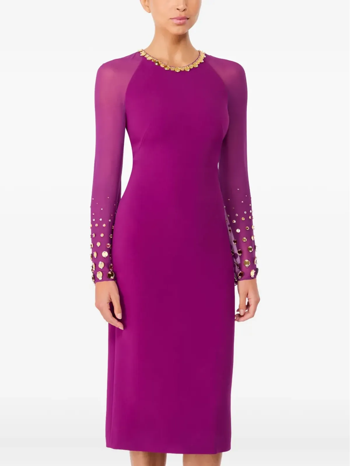 Jenny Packham Eurabia メッシュ袖ミディドレス - 画像2