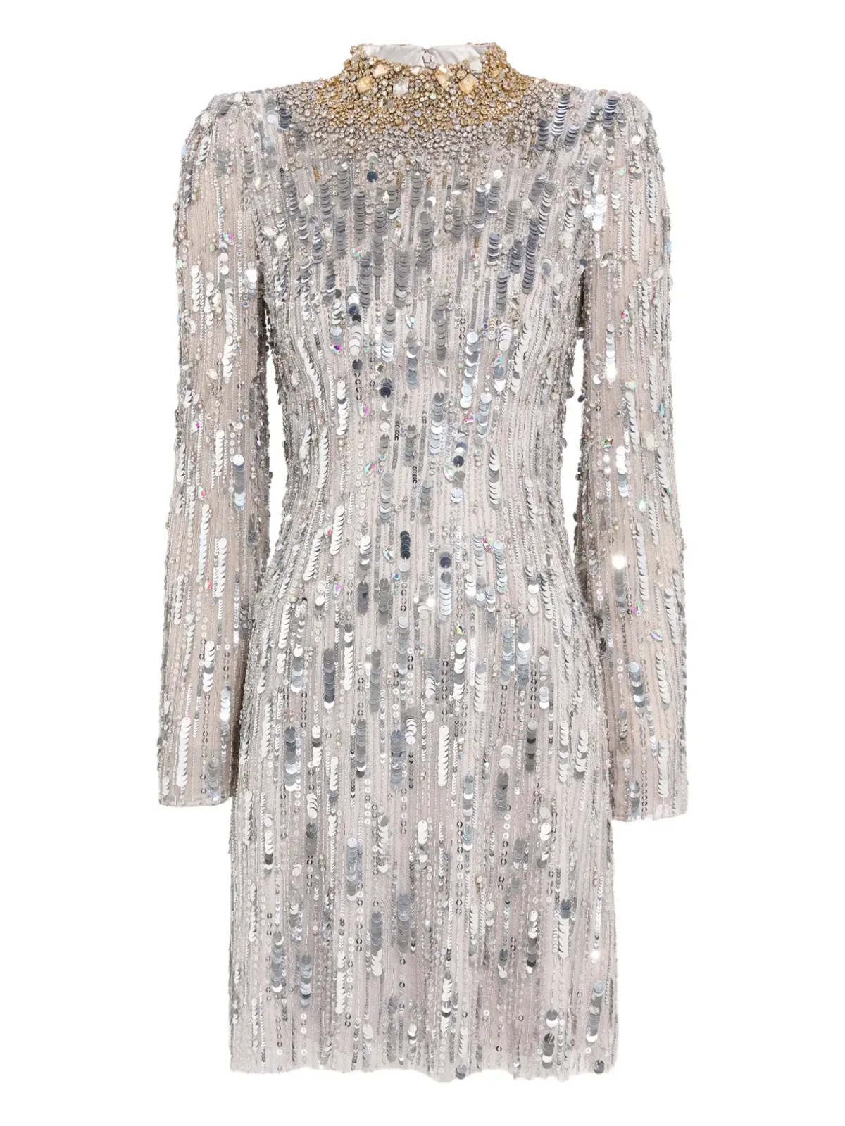 Jenny Packham パッション・スパンコール装飾ミニドレス グレー - 画像1