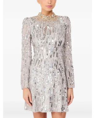 Jenny Packham パッション・スパンコール装飾ミニドレス グレー - サムネイル2