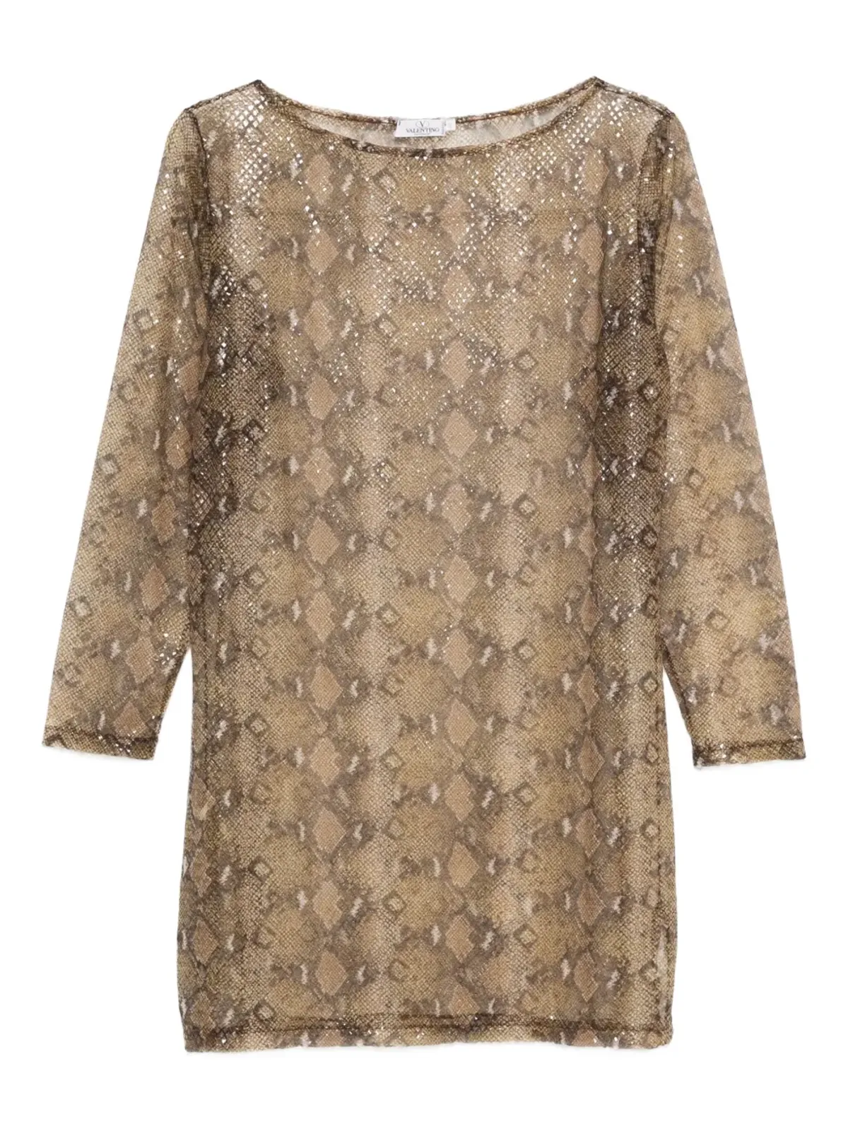 Valentino Garavani Pre-Owned 1990s snakeskin mesh dress - 1990年代 蛇皮柄メッシュドレス（ベージュ系/ブラウン系） - 画像1