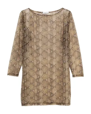 Valentino Garavani Pre-Owned 1990s snakeskin mesh dress - 1990年代 蛇皮柄メッシュドレス（ベージュ系/ブラウン系） - サムネイル1