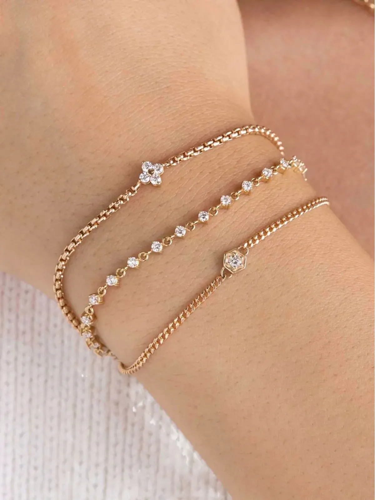 Zoë Chicco 14K イエローゴールド クアッド ダイヤモンド ブレスレット - 画像2