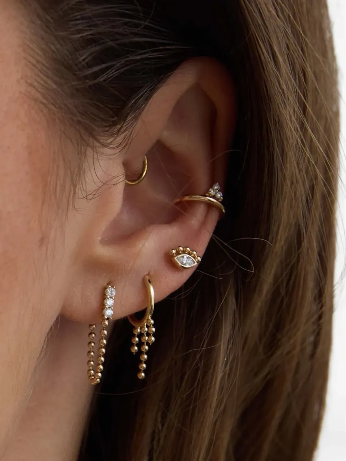 Zoë Chicco 14K イエローゴールド ボールチェーン イヤリング - 画像2