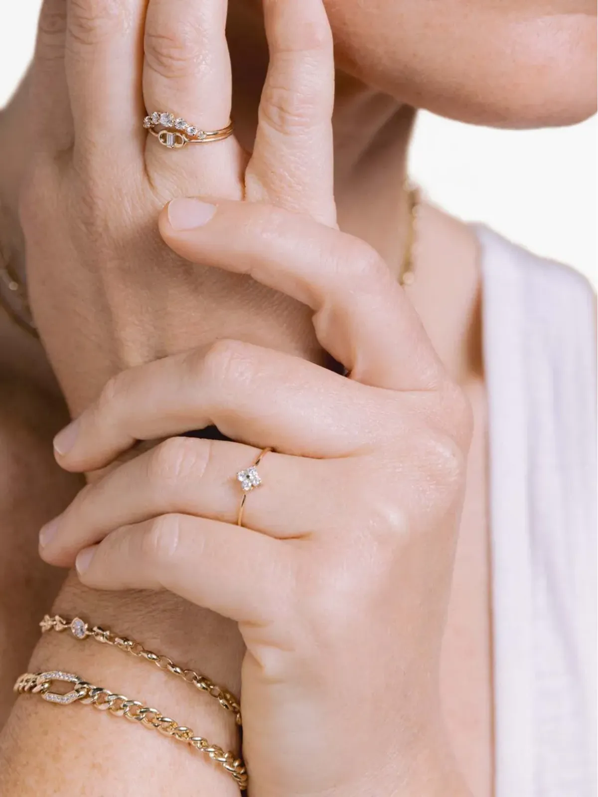 Zoë Chicco 14K イエローゴールド クアッド ダイヤモンド リング - 画像2