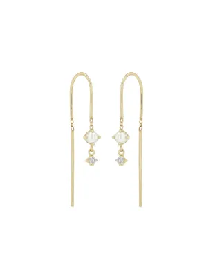 Zoë Chicco 14Kイエローゴールド ワイヤー ダイヤモンドとパールのイヤリング - サムネイル1
