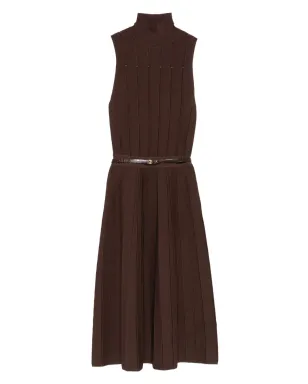 Elisabetta Franchi リブ編みタートルネックベルト付きマキシドレス - サムネイル1