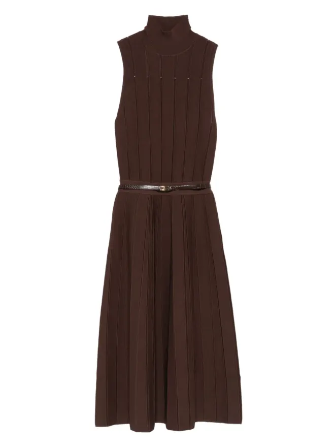 Elisabetta Franchi Elisabetta Franchi リブ編みタートルネックベルト付きマキシドレスの商品画像