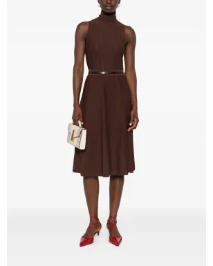 Elisabetta Franchi リブ編みタートルネックベルト付きマキシドレス - サムネイル2