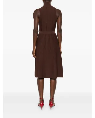 Elisabetta Franchi リブ編みタートルネックベルト付きマキシドレス - サムネイル4