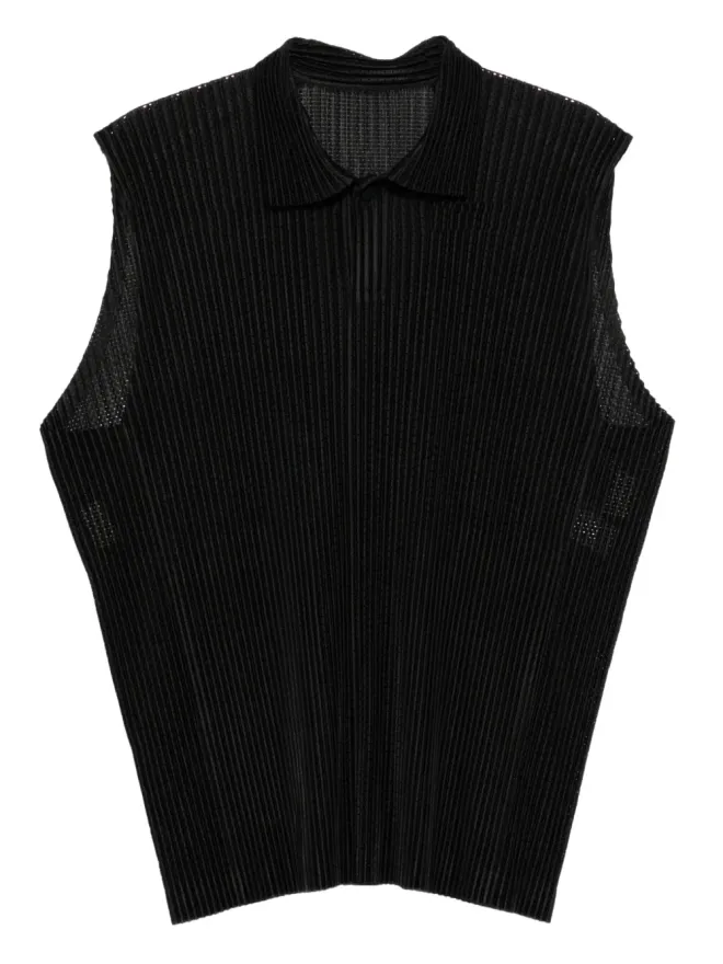 Homme Plissé Issey Miyake Homme Plissé Issey Miyake プリーツ ノースリーブ ポロシャツの商品画像