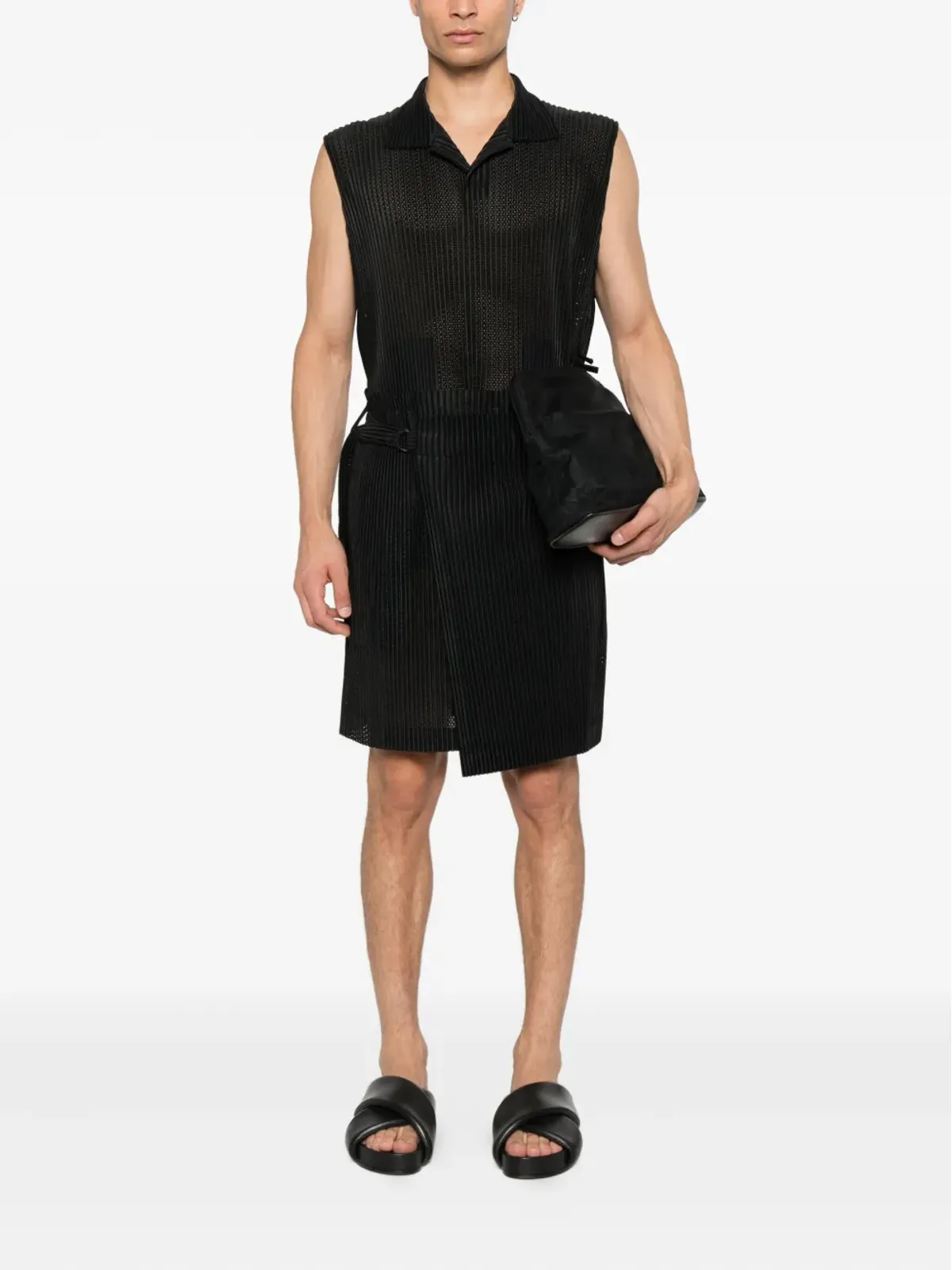 Homme Plissé Issey Miyake プリーツ ノースリーブ ポロシャツ - 画像2