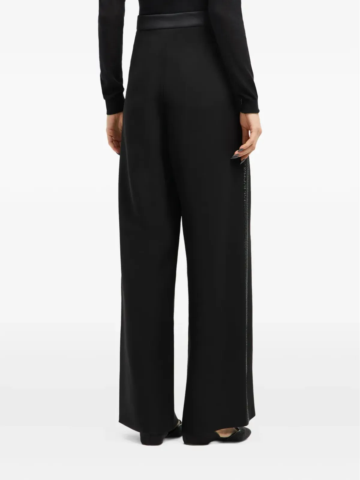 Giorgio Armani ラインストーンディテール付きシルクパンツ - 画像2