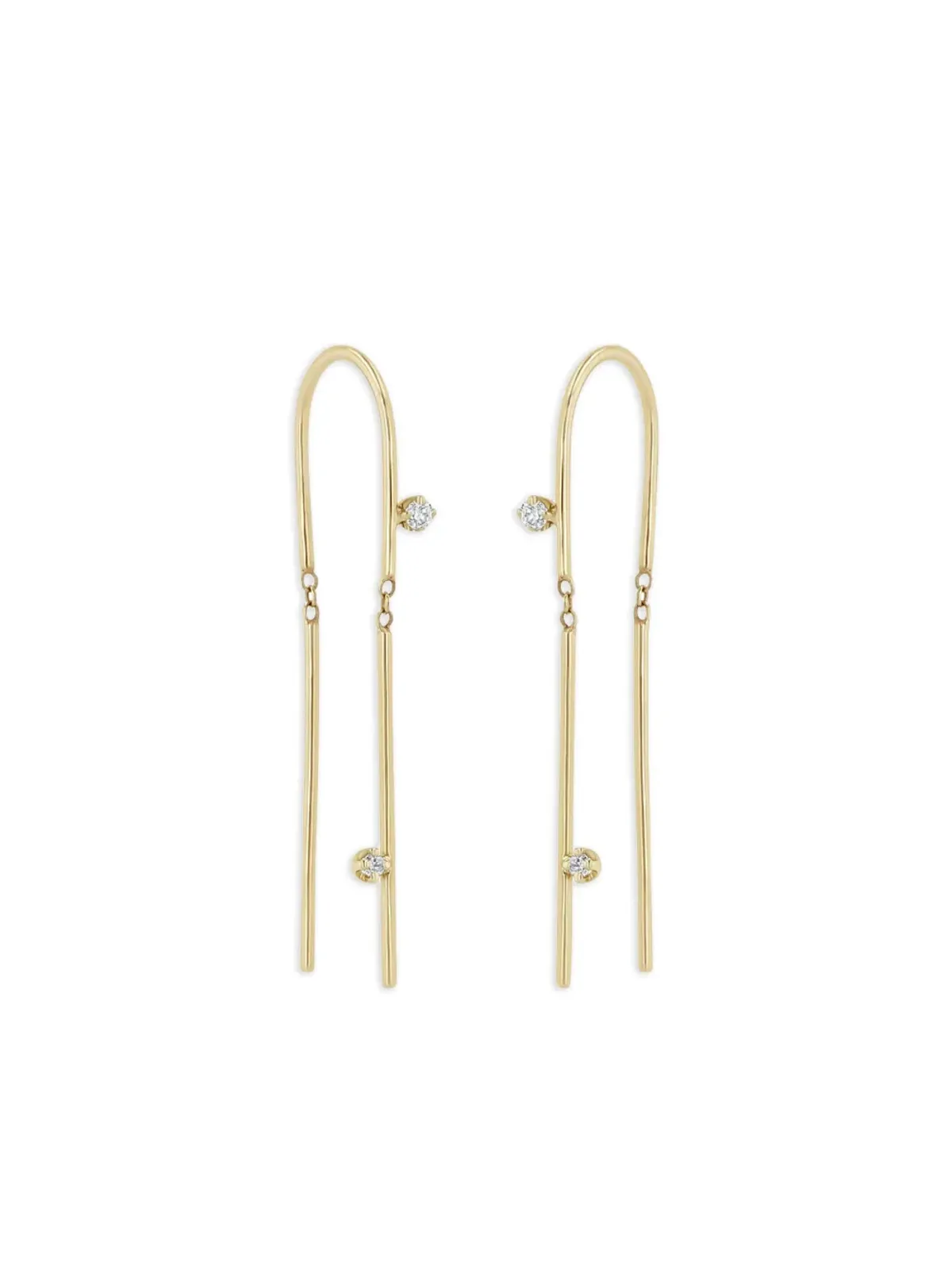 Zoë Chicco 14Kイエローゴールド ワイヤー ダイヤモンド イヤリング - 画像1
