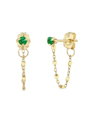Zoë Chicco 14K イエローゴールド エメラルド チェーン イヤリング - サムネイル1