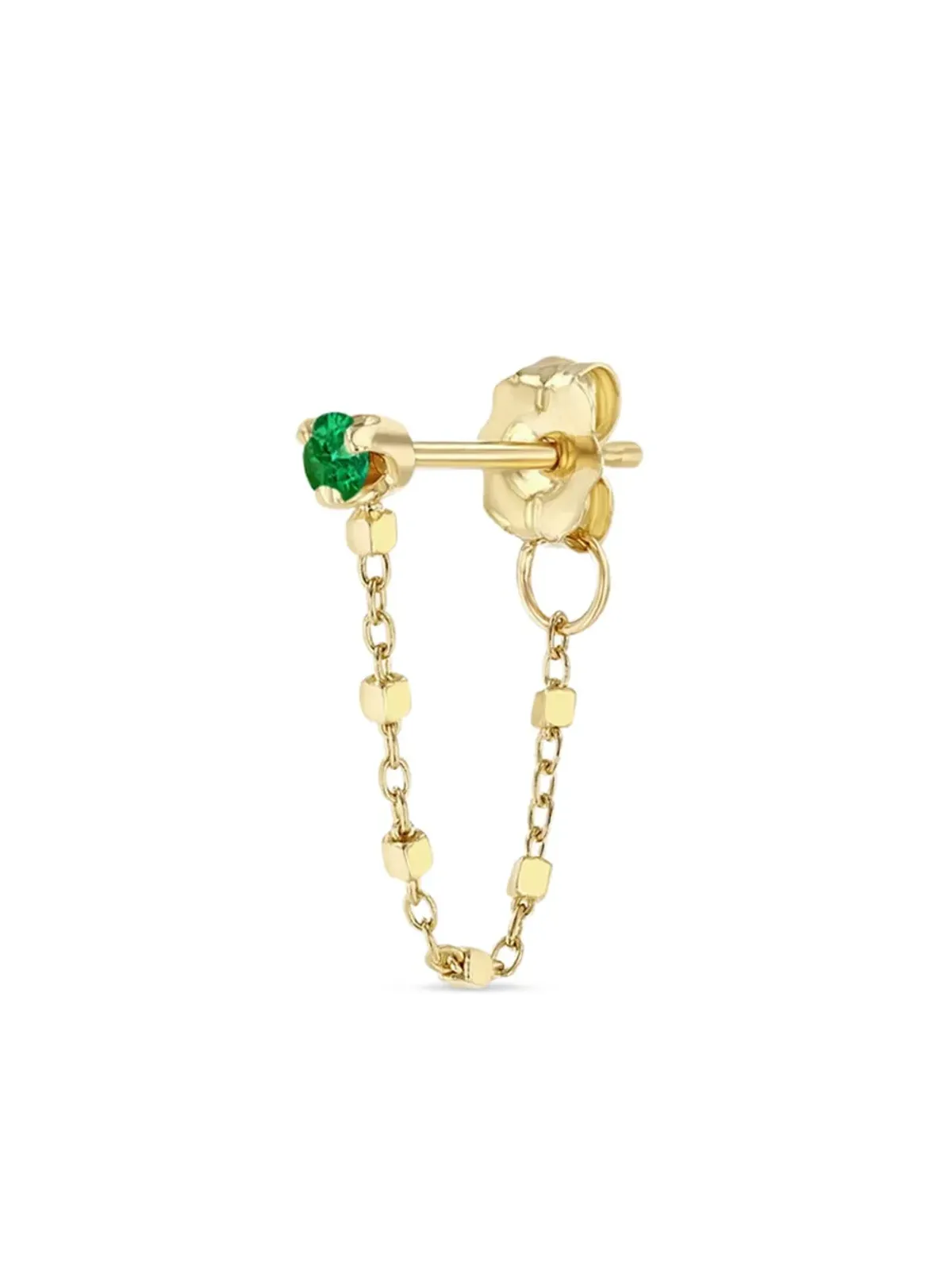 Zoë Chicco 14K イエローゴールド エメラルド チェーン イヤリング - 画像2